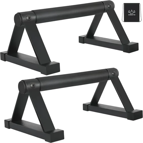 Barras de flexiones de madera, barras paraletas, barras antideslizantes para parada de manos para calistenia, fitness, entrenamientos de piso, Negro