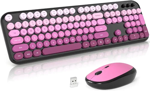 Miniatura 17 de Teclado y mouse inalámbricos, máquina de escribir, teclado de tamaño completo con teclado numérico y mouse conectado USB 2 en 1 para Windows 7/8/10