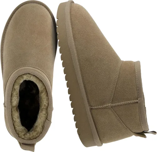 Miniatura 10 de CUSHIONAIRE, Hip 2 - Botas de nieve de gamuza auténtica para mujer, sin cordones, con cómodo forro de piel de oveja sintética + espuma viscoelástica