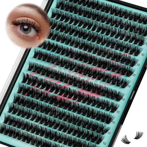 Miniatura 25 de Kit de Extensión de Pestañas, Kit de Racimos de Pestañas DIY 168Pcs con Pegamento de Unión y Sello Impermeable, Removedor de Pestañas para Kit