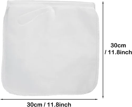 Miniatura 2 de Paquete de 2 bolsas reutilizables de malla fina de 150 micrones, bolsa de leche de nueces, colador de nailon para colar jugos de frutas, prensa