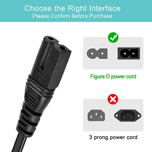 Miniatura 2 de Cable de alimentación de CA para Sony Portable CFM-155 CFM165TW CFS-200 CFS-208 CFS-209 CFS-219 CFS-W308 Reproductor de CD/MP3 AM/FM Cassette Radio