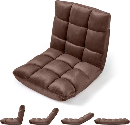 Miniatura 15 de Giantex Silla de suelo con soporte de espalda, 14 posiciones ajustables, cama plegable acolchada, sofá reclinable, sillas de suelo plegables