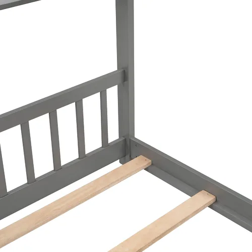 Miniatura 6 de Montessori - Marco de cama de suelo tamaño matrimonial, marco de cama de piso completo con cabecero, estribo y listones, marco de cama Montessori