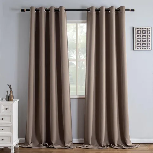 Miniatura 110 de IGEMAEVE Cortinas 100% opacas de 108 pulgadas de largo para dormitorio, juego de 2 paneles de cortinas opacas con bolsillo para barra y pestaña