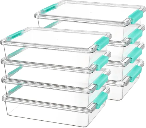 Miniatura 13 de Vtopmart Contenedores de almacenamiento de plástico de 6 cuartos con tapas, contenedores sensoriales transparentes, organizadores y almacenamiento