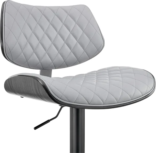 Miniatura 8 de Armen Living Leland Taburete ajustable de piel sintética negra y acabado cromado