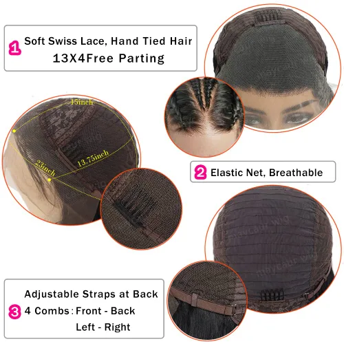Miniatura 6 de Maycaur Pelucas de cabello humano de encaje frontal de color burdeos de densidad 130 con cabello natural de bebé