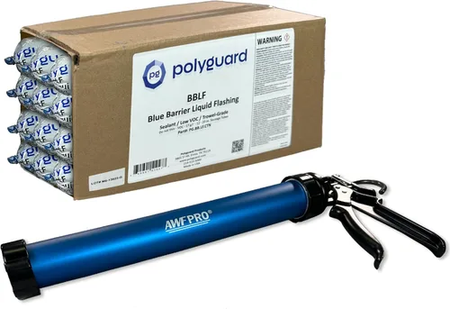 Miniatura 11 de POLYGUARD Blue Barrier Liquid Flashing Paquete de 12 tubos de salchicha de 20 onzas. Sistema de barrera de aire resistente a la intemperie alrededor