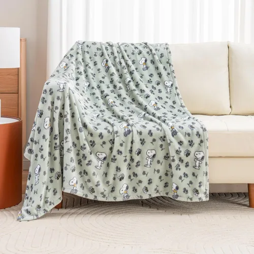 Miniatura 2 de Manta de lana Berkshire Blanket Peanuts® VelvetLoft® Caracteres lindos de Snoopy, manta de felpa de Peanuts Snoopy y Woodstock con nuevas flores
