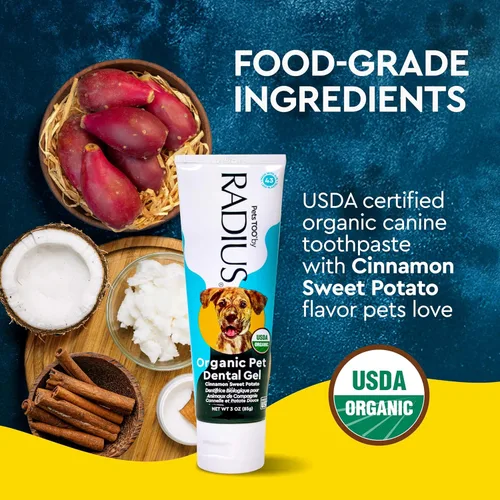 Miniatura 5 de RADIUS USDA - Pasta dental orgánica canina para mascotas, 1 unidad, 3 onzas, pasta dental no tóxica para perros, diseñada para limpiar los dientes