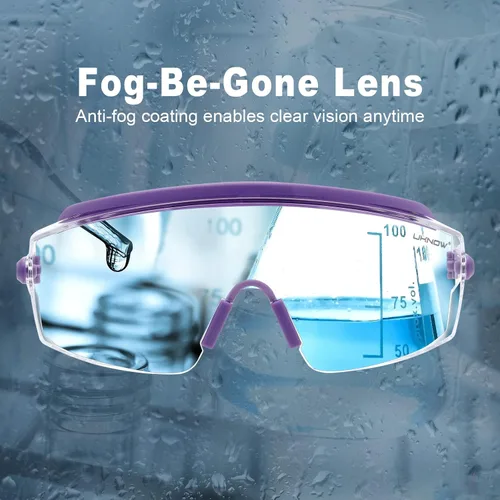 Miniatura 3 de UKNOW Gafas de Seguridad Sobre Lentes, Gafas de Seguridad Antiempañamiento con Lente Envolvente Transparente, Gafas Protectoras ANSI Z87.1 Lavanda