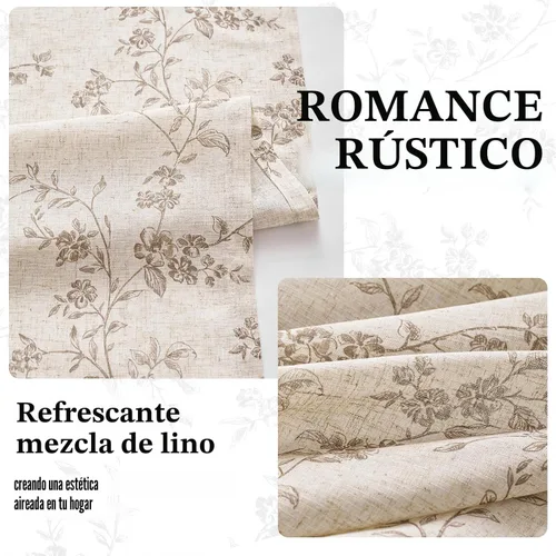 Miniatura 6 de Lazzzy - Cortinas de lino floral gris pardo de 84 pulgadas, cortinas de estilo granja con solapa trasera para sala de estar y dormitorio, cortinas