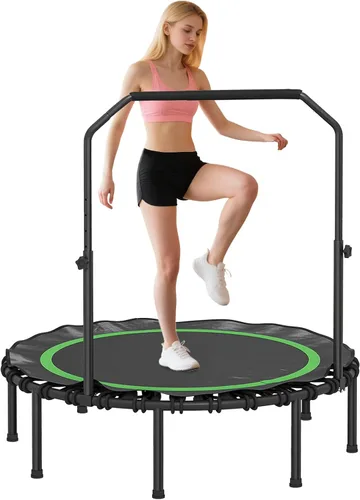 Miniatura 11 de Trampolín de fitness plegable de 40/48 pulgadas, mango de espuma ajustable, rebote silencioso y estable para gimnasio en casa, niños y adultos