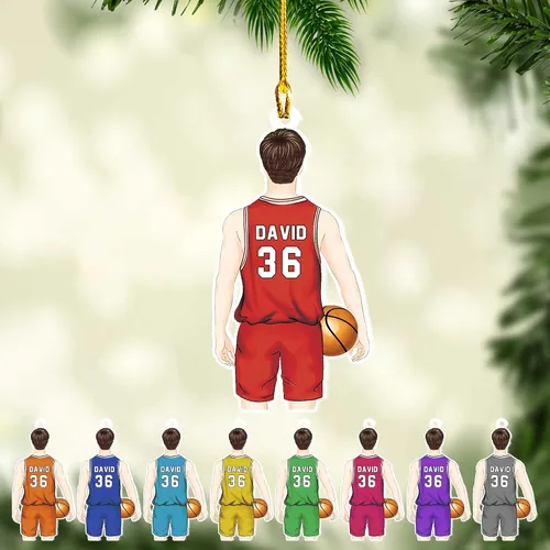 Miniatura 36 de Adorno Personalizado de Baloncesto 2025 - Adorno de Jugador de Baloncesto - Adornos de Árbol de Navidad de Baloncesto - Regalos de Jugador de Bkb 5