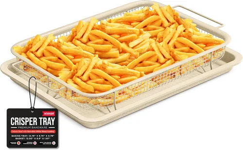 Miniatura 8 de Bakken Swiss - Bandeja para freidora de aire, 2 en 1, antiadherente, de cobre, con malla elevada, ideal para horno, para hornear y alimentos