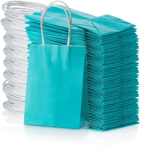 Miniatura 17 de Pequeña bolsa de papel lavanda con asa para recuerdos de fiesta, 6 x 4.5 x 2.5 pulgadas, para boda, cumpleaños, bolsa reciclada, paquete de 24