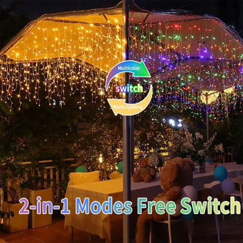 Miniatura 4 de Luces solares de Navidad para exteriores, 82 pies, 660 luces LED multicolor, funciona con energía solar con control remoto, luces solares que