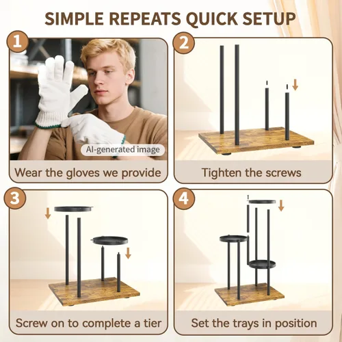 Miniatura 6 de LASZOLA Soporte para plantas negro de 3 niveles para interior, soporte de metal resistente para macetas, soporte para flores, organizador moderno