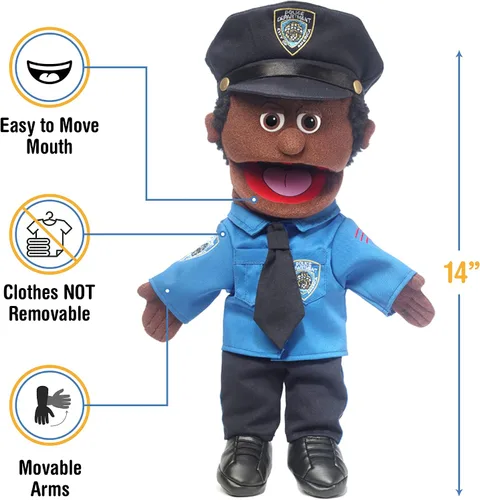 Miniatura 3 de 14" agente de policía, Negro macho, marioneta de mano