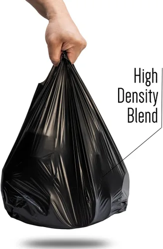 Miniatura 4 de Bolsas grandes para camisetas en relieve color negro liso (400 unidades), 12 x 7 x 22 pulgadas, 17 micrófonos, bolsas negras con asa, a granel