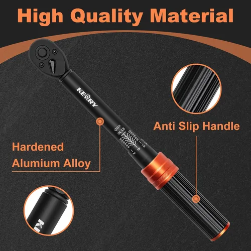 Miniatura 7 de Llave dinamométrica de clic de 1/4 pulgada Kerry, 20-240 pulgadas-libras/2.3-27.1 Nm, ±3% de alta precisión, escalas de doble rango, claramente