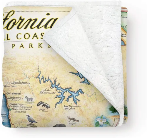 Miniatura 42 de Xplorer Maps Manta de forro polar del Parque Nacional Acadia Manta de 58 x 50 pulgadas Arte original dibujado a mano