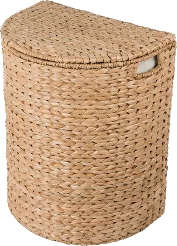 KOUBOO Seagrass - Cesta de media luna tejida a mano con tapa, asas y forro extraíble, decoración y organización del hogar, natural