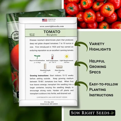 Miniatura 2 de Sow Right Seeds - Semillas de tomate Marglobe para plantar - Paquete de reliquia sin OMG con instrucciones para plantar y cultivar un huerto casero