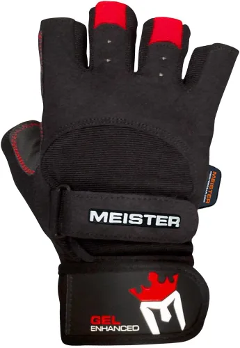 Miniatura 2 de Meister Guantes de levantamiento de pesas con relleno de gel Negro / Rojo