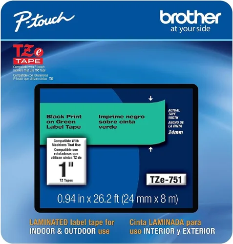 Miniatura 37 de Brother P-touch TZE-S951 - Cinta adhesiva laminada extra resistente de 1 pulgada (24 mm) de ancho, negro sobre plateado mate, laminada