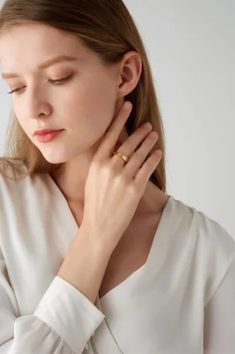 Miniatura 3 de PDWZNBA Love Friendship Ring 18K Gold-Plated Stainless Steel Promise Ring Wedding Band Jewelry Birthday Gifts for Women