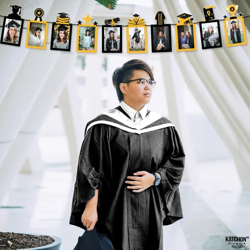 Miniatura 6 de Decoraciones de graduación 2026 Cartel de fotos de graduación dorado y negro - 5 x 7, 10 pies Cartel de graduación para 2026 Decoraciones