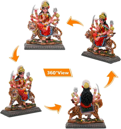 Miniatura 6 de BangBangDa Durga - Estatua de tigre pequeña de 4.1 pulgadas de alto para tablero de instrumentos de vehículo, diosa hindú, día del padre, día