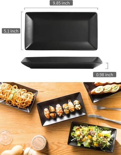 Miniatura 3 de LAUCHUH Bandejas para Servir, Bandeja de Porcelana de 10" Platos de Sushi Bandejas Rectangulares para Navidad, Acción de Gracias, Sushi, Pasteles