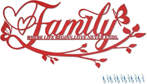 Miniatura 9 de AUHOKY Letrero de metal con texto en inglés «Family Where Life Begins Love Never Ends» («Family Where Life Begins Love Never Ends») de metal, Plata