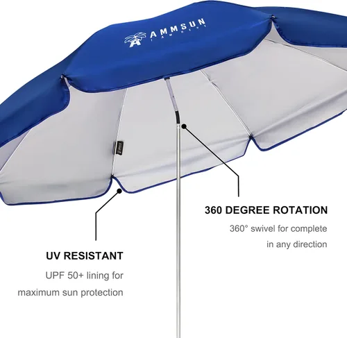 Miniatura 3 de AMMSUN Paraguas para silla XL con abrazadera universal ajustable de 47 pulgadas y giratorio de 360 grados UPF 50+, abrazadera portátil para silla