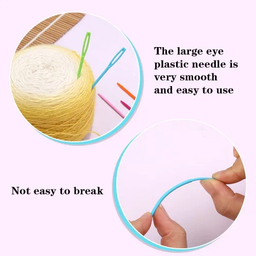 Miniatura 4 de LUNARM 50 piezas de agujas de coser de plástico, agujas de hilo de plástico de ojo grande con caja, agujas de plástico de 7 cm/2.76 pulgadas
