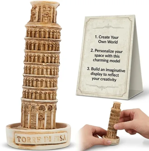 Alasum Torre inclinada de resina, estatua de pecera, adorno de acuario en miniatura de 4.13 pulgadas, decoración realista de paisaje de Italia para