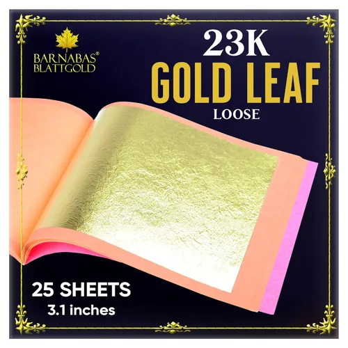 Miniatura 17 de Barnabas Blattgold Hoja de oro, oro real de 22 quilates [25 hojas, 3.1 pulgadas] - Patente de transferencia para pintura, artes y manualidades