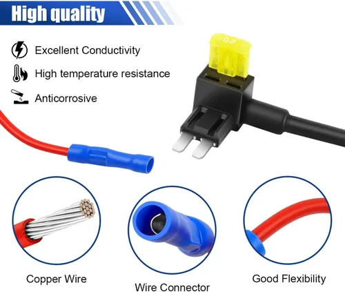 Miniatura 4 de 10 unidades de portafusible Micro2 de 12 V para autos ATR Blade con fusible de 20 A, adaptador de fusible de Add-a-Circuit Tap de Micro II