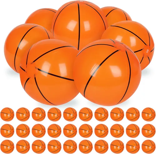 SAYAYA 30 pelotas de playa de baloncesto, inflables de PVC de 8 pulgadas, a granel para deportes temáticos de verano, playa, piscina, juego de agua,
