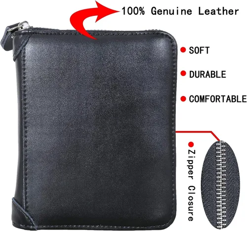 Miniatura 4 de Yuhan Pretty Cartera grande de cuero para pasaporte con 42 ranuras para tarjetas de crédito