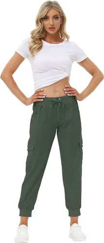 Miniatura 5 de MoFiz Pantalones cargo de senderismo para mujer, ligeros, de secado rápido, para exteriores, casuales, viajes, cintura elástica, bolsillos