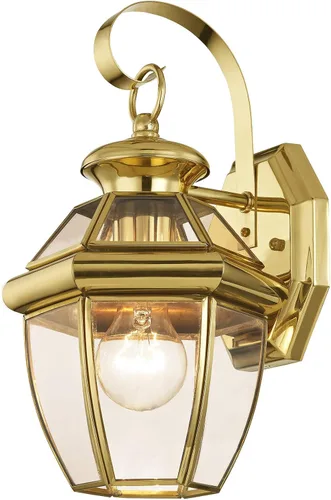 Miniatura 14 de Livex Lighting 2051-01 Monterey 1 Lámpara de pared exterior con acabado de latón antiguo, acabado en latón macizo con vidrio biselado transparente