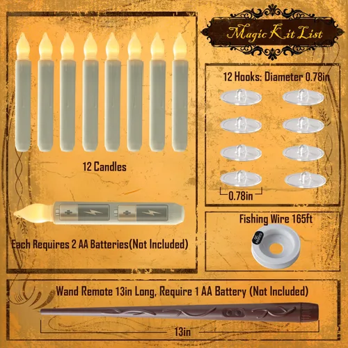 Miniatura 6 de Homemory Velas flotantes colgantes con varita remota y cuerda, 12 velas LED voladoras sin llama, luz blanca cálida, velas de ventana a pilas con Luz