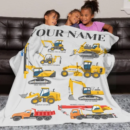 Miniatura 5 de Mantas personalizadas para niños con camiones, mantas con nombre personalizado para niños, niñas, familia, bebés, regalos personalizados