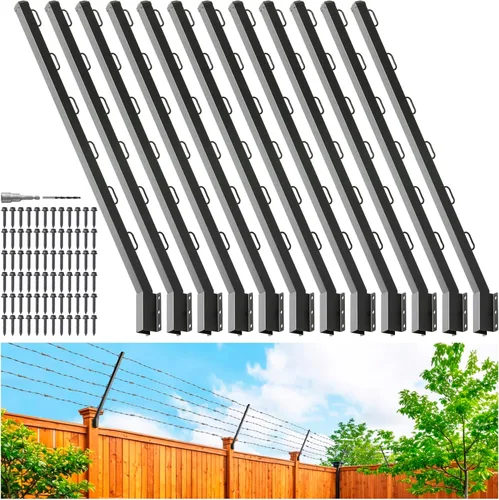 Miniatura 15 de Extensor de poste de valla, alambre de púas de 23.5 pulgadas, brazo extendido, para cercas exteriores para aumentar la altura, proteger