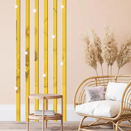 Miniatura 10 de Calcomanías de pared de espejo acrílico, espejo a rayas 3D para sala de estar, calcomanías de pared de línea extraíble, calcomanías de pared