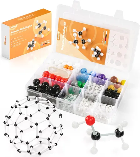 Kit de modelo de química orgánica de 404 piezas, kit de modelo molecular portátil para clases de química, set de modelo de elementos atómicos para